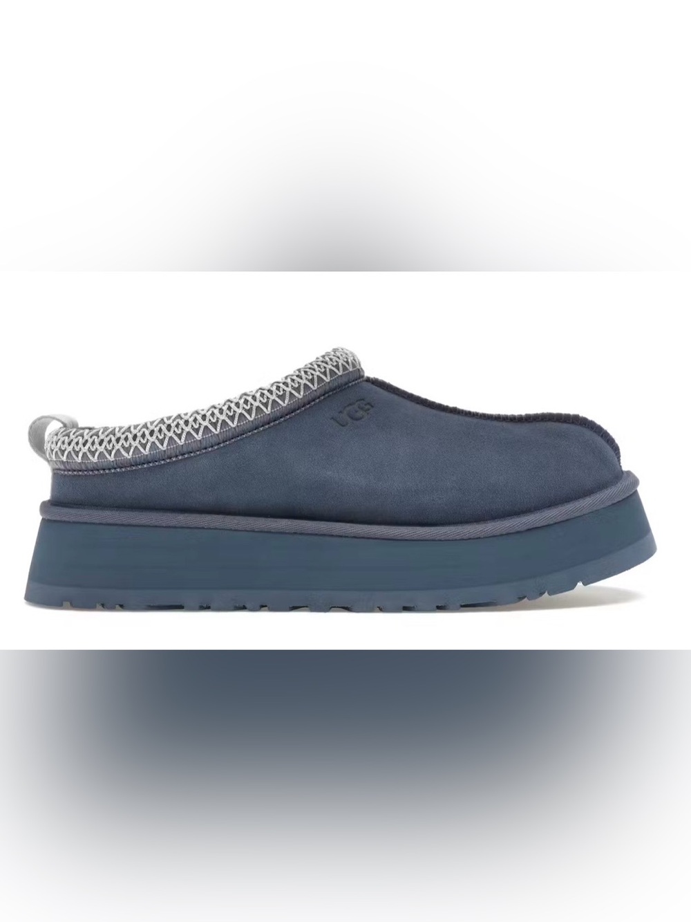 NWOT UGGs Tazmans Desert Blue Suede Platform Slip-On Slippers